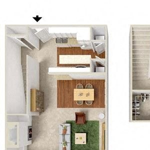 1 Bed 1 Bath Townhome Floor Plan 1 Bed 1 Bath Townhome Floor Plan at Haven at Charbonneau, Wilsonville, OR, 97070